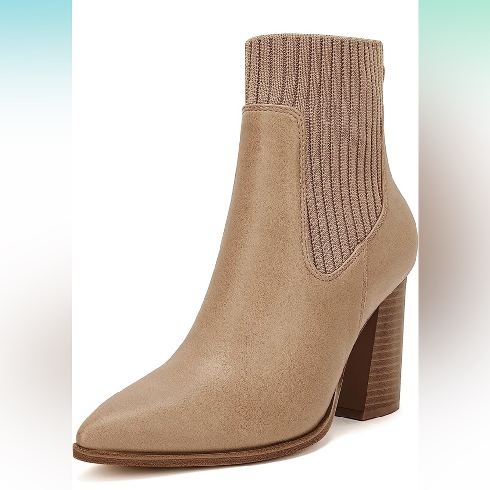 Coutgo tan black heel booties